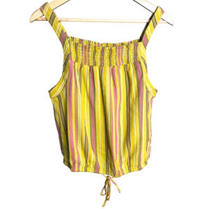prAna Little Palm Cami Womens Medium in Leapfrog Stripe yellow & green